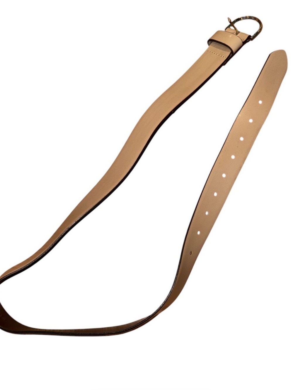 Beige genuine leather belt